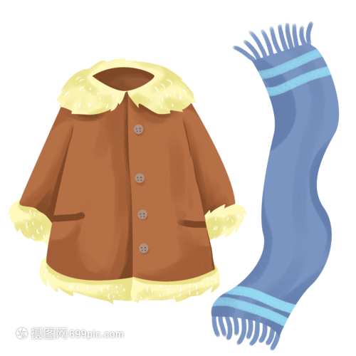 手繪卡通秋冬季的大衣圍巾